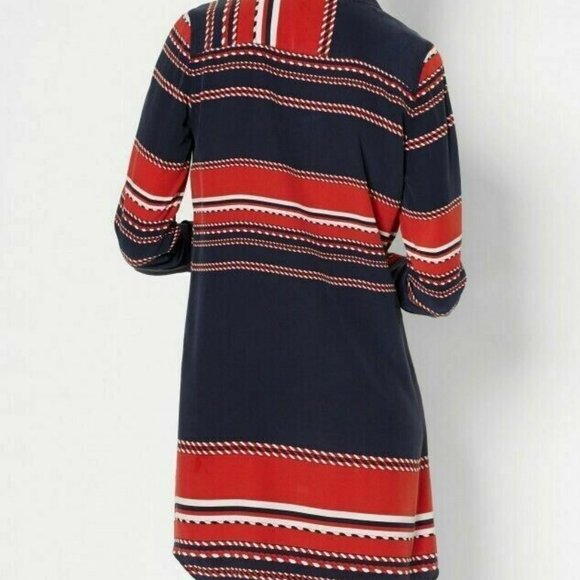 Equipment Femme Silk Shirt Dress Medium Nautical Red Navy - Picture 2 of 3